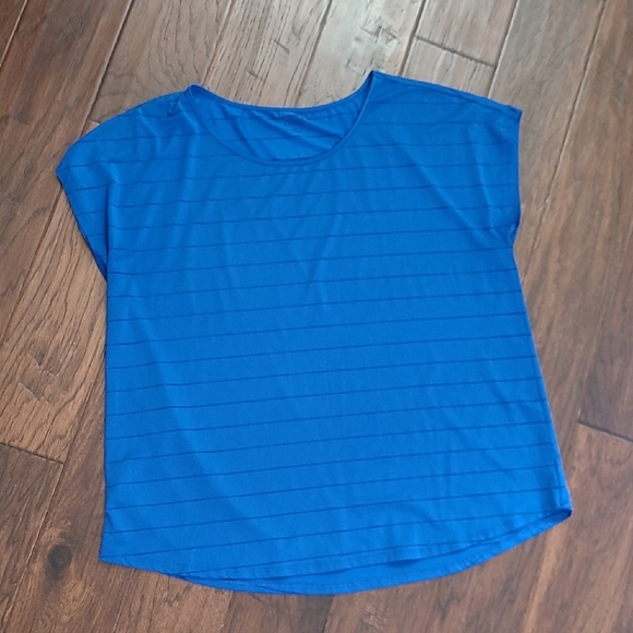 ZELOS Royal Blue Short Sleeve Top with Sheer Stripes size XL - Picture 1 of 7